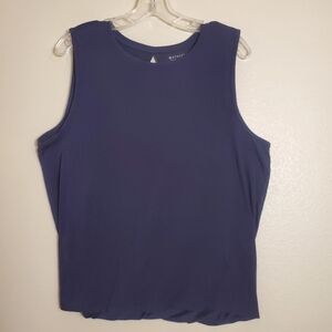Athleta Tank Top Womens Size Large Open Back Tulip Twist Athletic Yoga Navy Blue